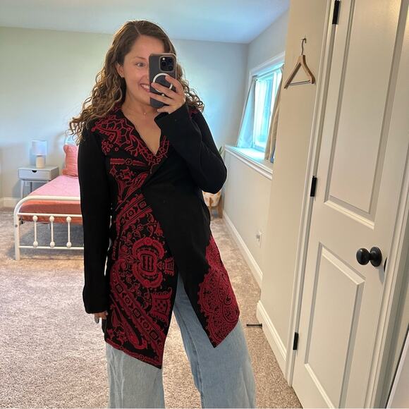 NEW Johnny Was Biya Black Red Wool Blend Embroidered Jacket XS - Picture 4 of 14